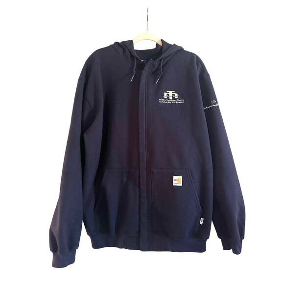 CARHARTT FR Men's Flame Resistant Heavyweight Zip Hoodie Jacket Navy Blue - L